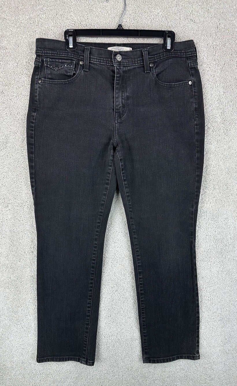 Levi's 505 Straight Leg Jeans Womens 12 S/C Black Denim Cotton